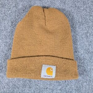 Carhartt‎ Watch Beanie Hat Brown Ribbed Cuffed Logo Patch